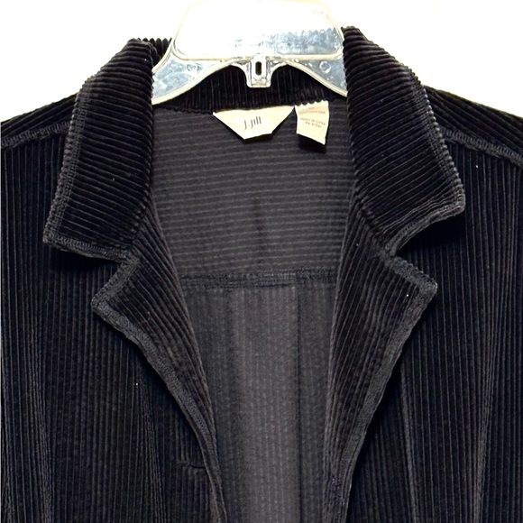J. Jill Black Corduroy Button Up Long Sleeve Jacket Coat Medium - Picture 2 of 6